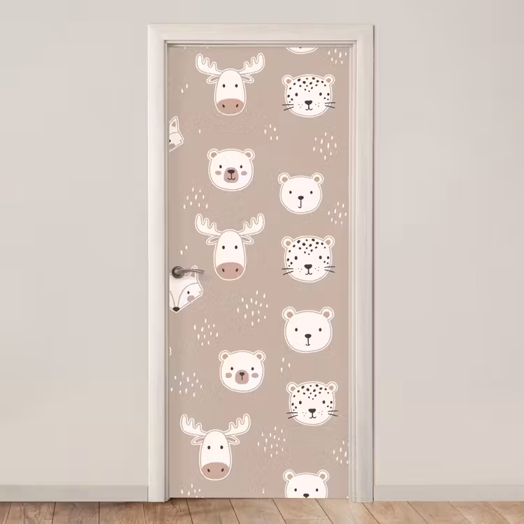 Türtapete - Tiere – Muster – Illustration – Modern – Beige — 1