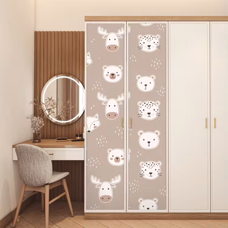 Türtapete - Tiere – Muster – Illustration – Modern – Beige — 4
