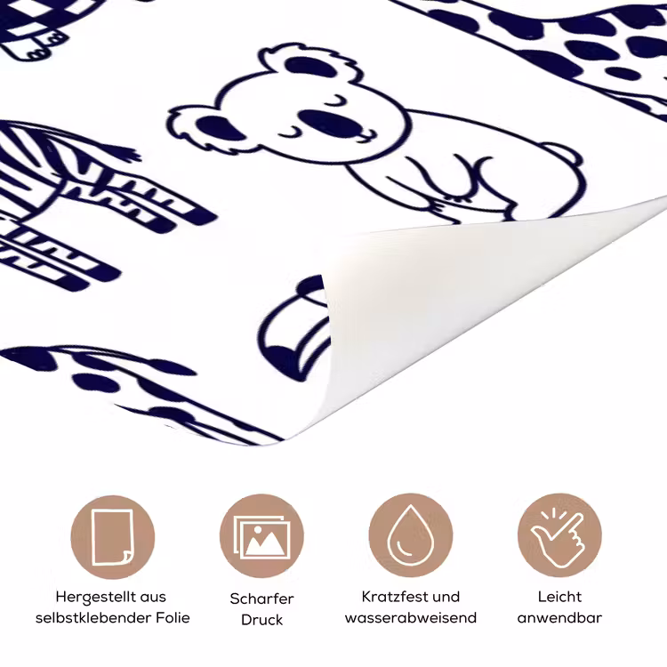Türtapete - Tiere – Muster – Kinderzimmer – Grafisch – Weiß-Blau — 8