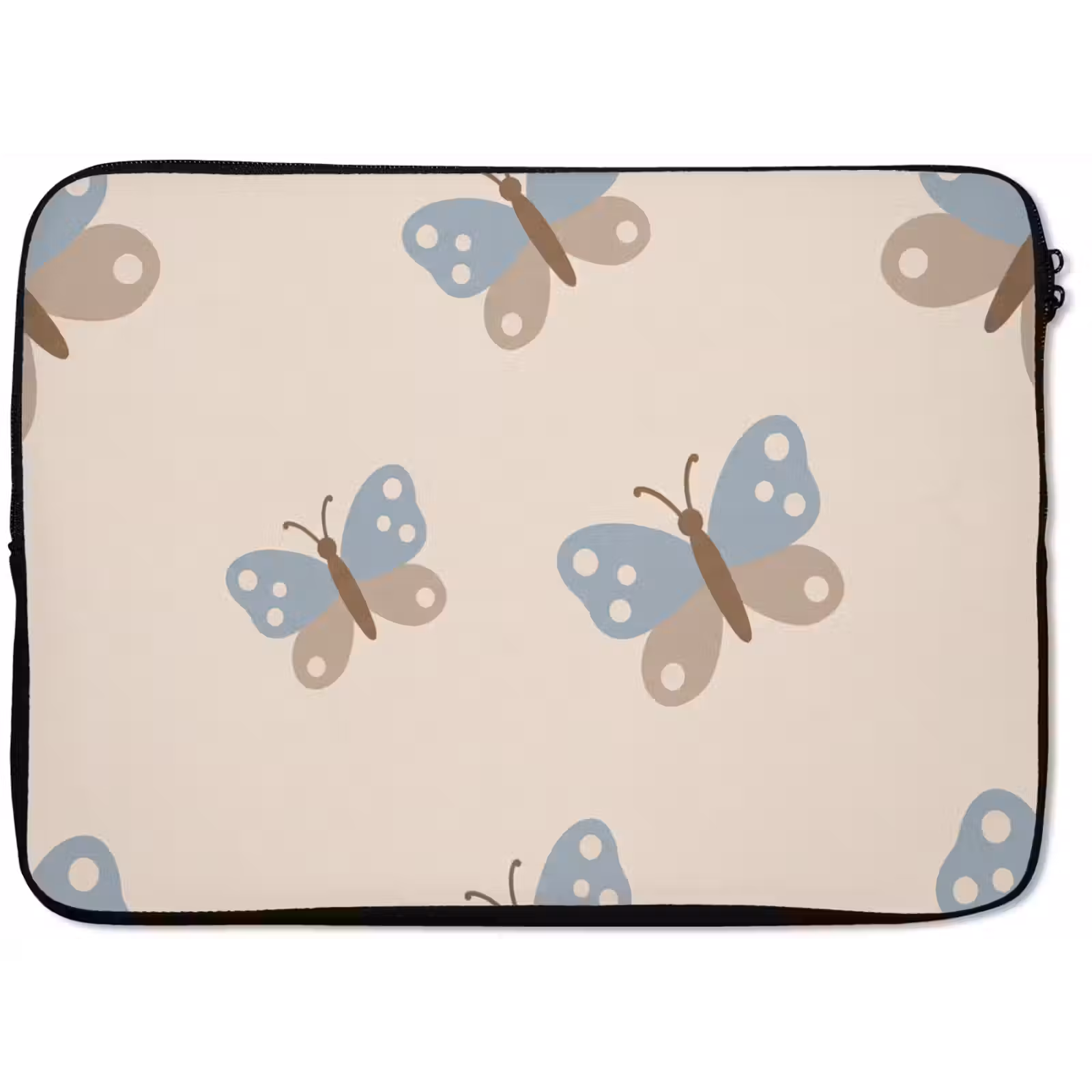 Laptop hülle - Insekt – Schmetterlingsmuster – Abstrakt – Blau – Beige — 1