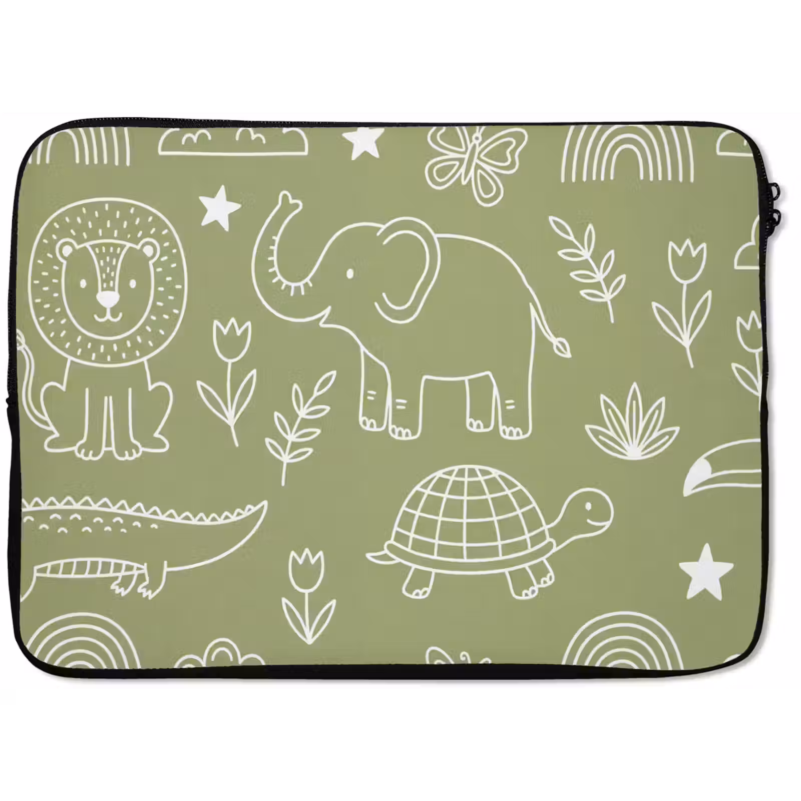 Laptop hülle - Tiere – Muster – Illustration – Natur – Grün — 1
