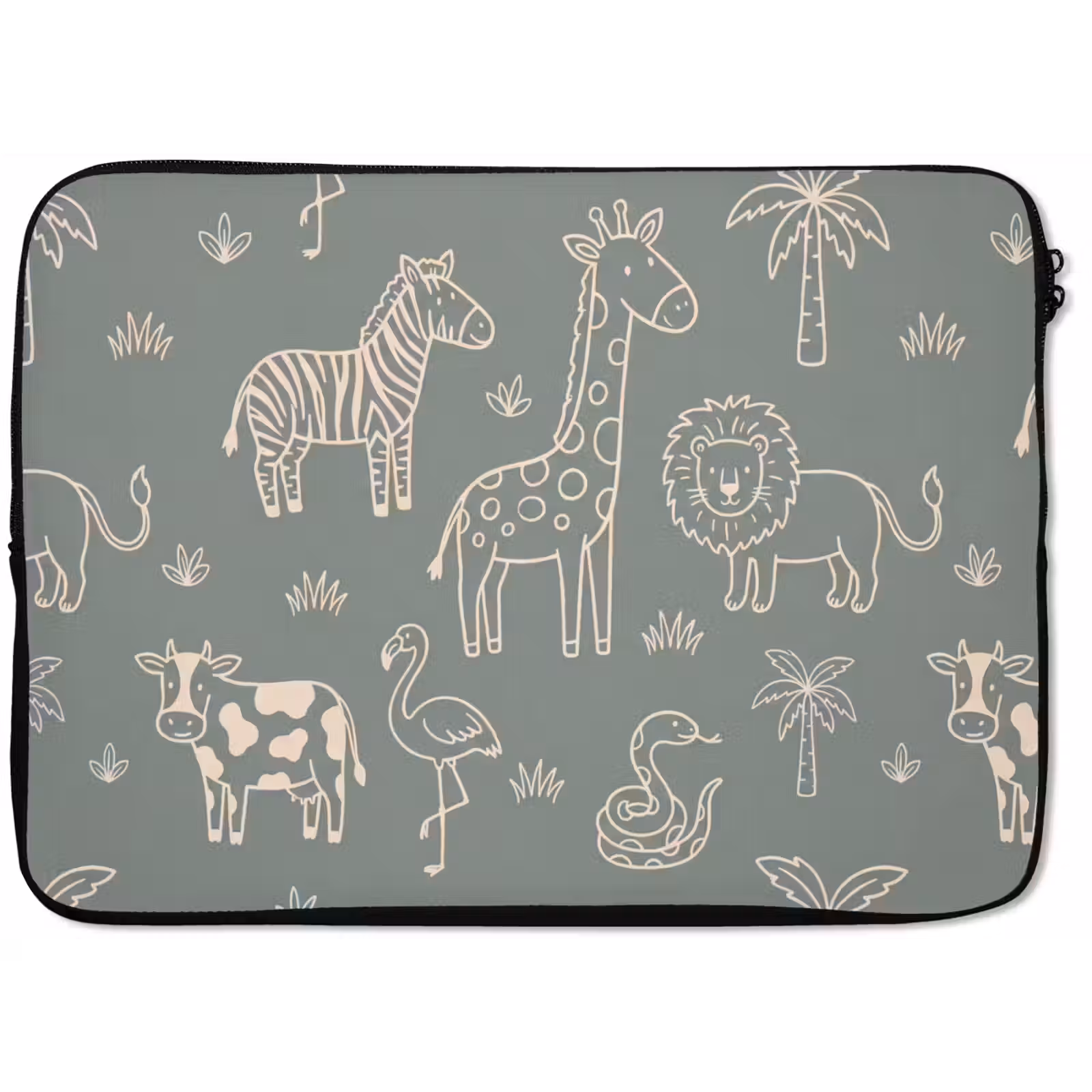 Laptop hülle - Tiere – Safari – Muster – Illustration – Grün — 1