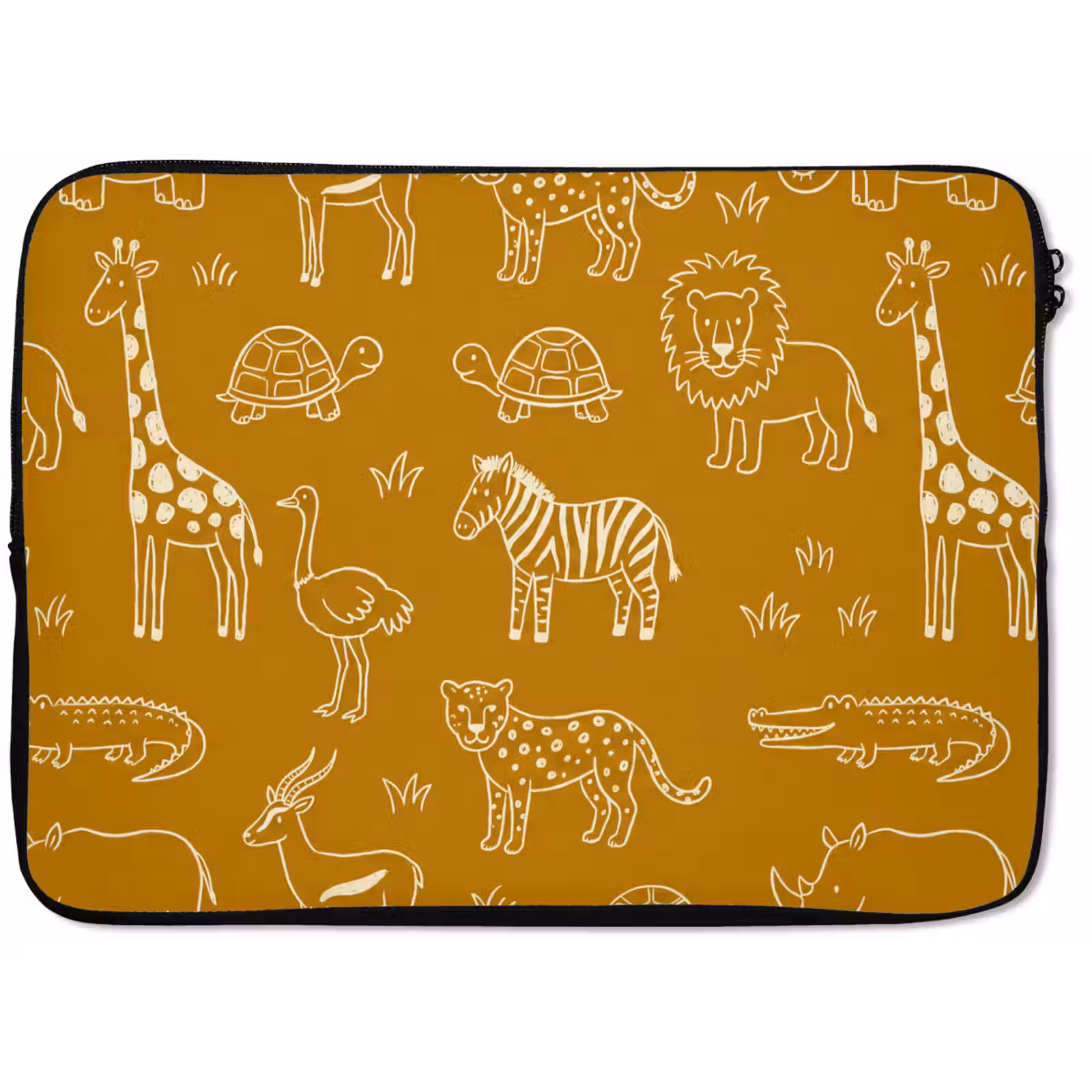 Laptop hülle - Tiere – Safari – Muster – Kindlich – Ocker — 1