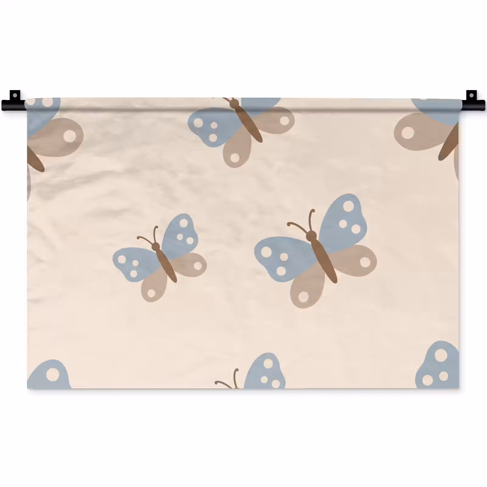 Wandteppich - Insekt – Schmetterlingsmuster – Abstrakt – Blau – Beige — 1