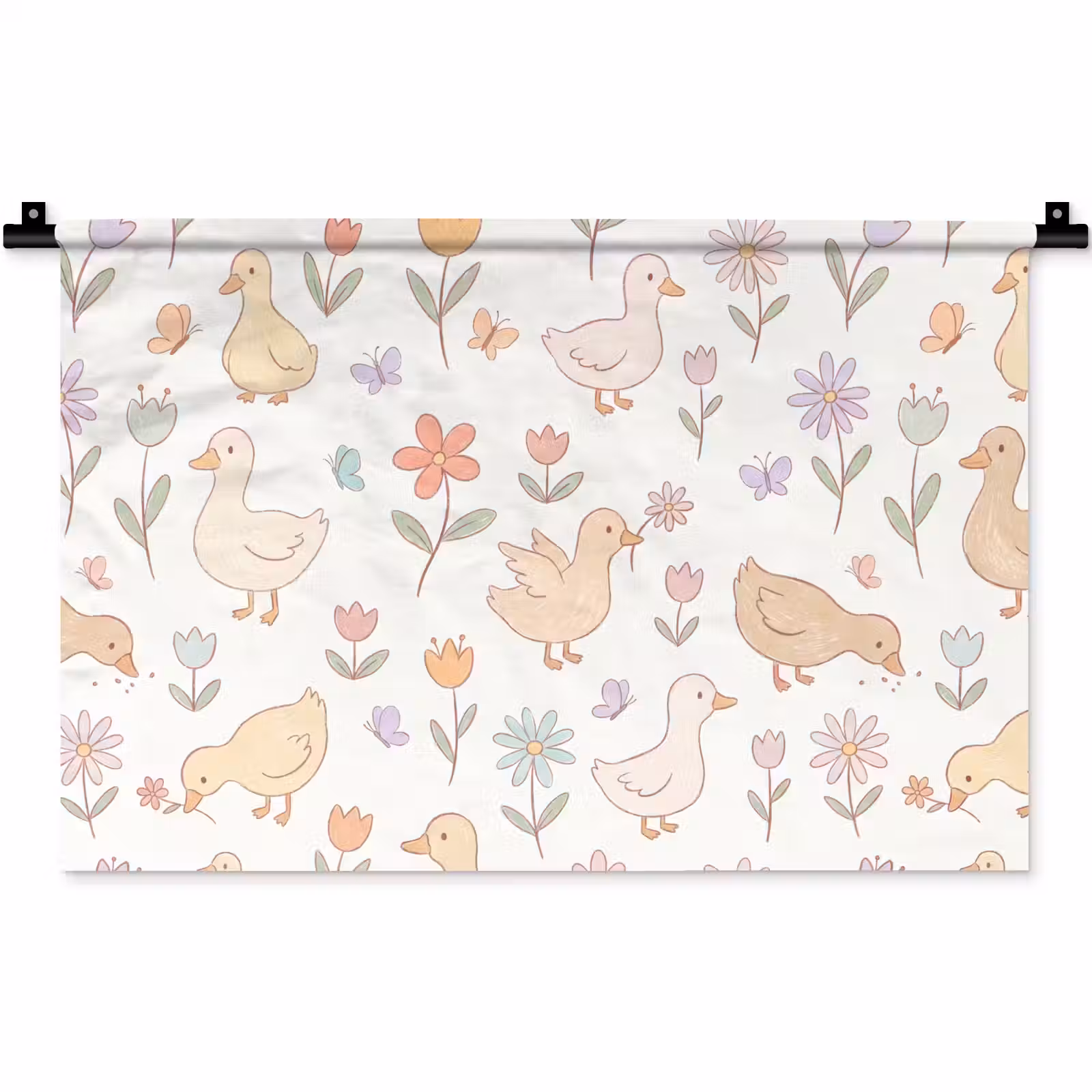 Wandteppich - Vogel – Blumen – Muster – Pastell – Tiere — 1