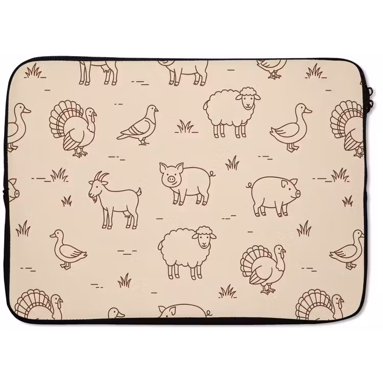 Laptop hülle - Tiere – Muster – Bauernhof – Minimalistisch – Beige — 1