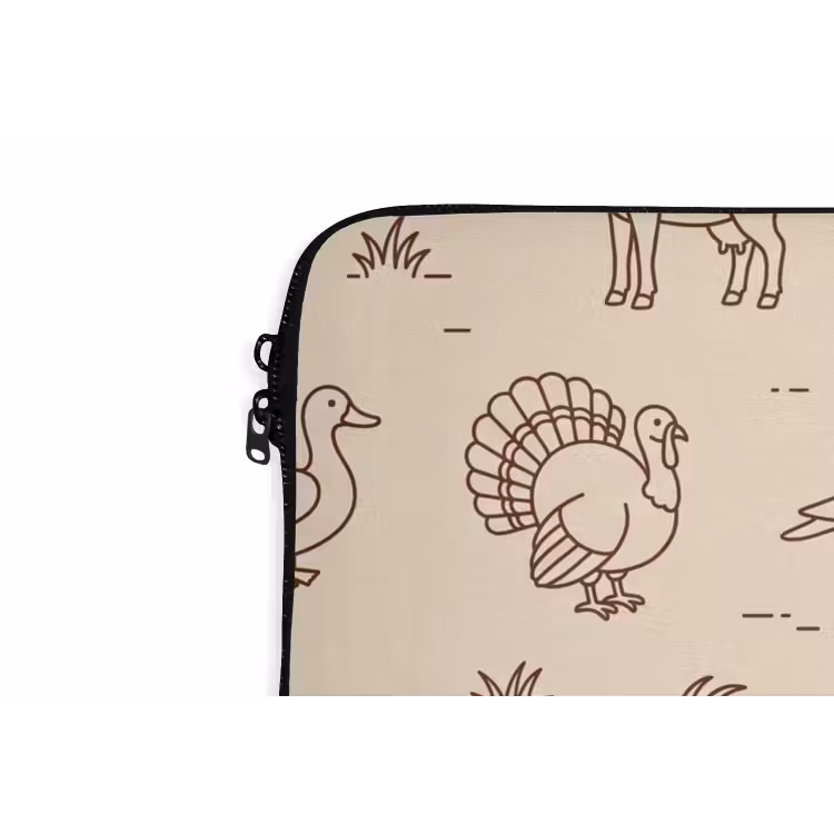 Laptop hülle - Tiere – Muster – Bauernhof – Minimalistisch – Beige — 5