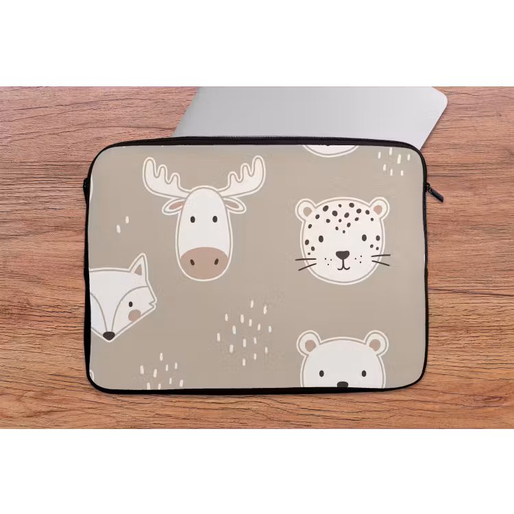 Laptop hülle - Tiere – Muster – Illustration – Modern – Beige — 2
