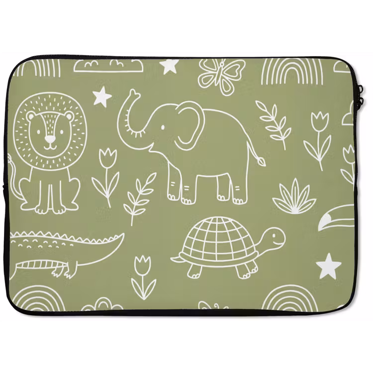 Laptop hülle - Tiere – Muster – Illustration – Natur – Grün — 1