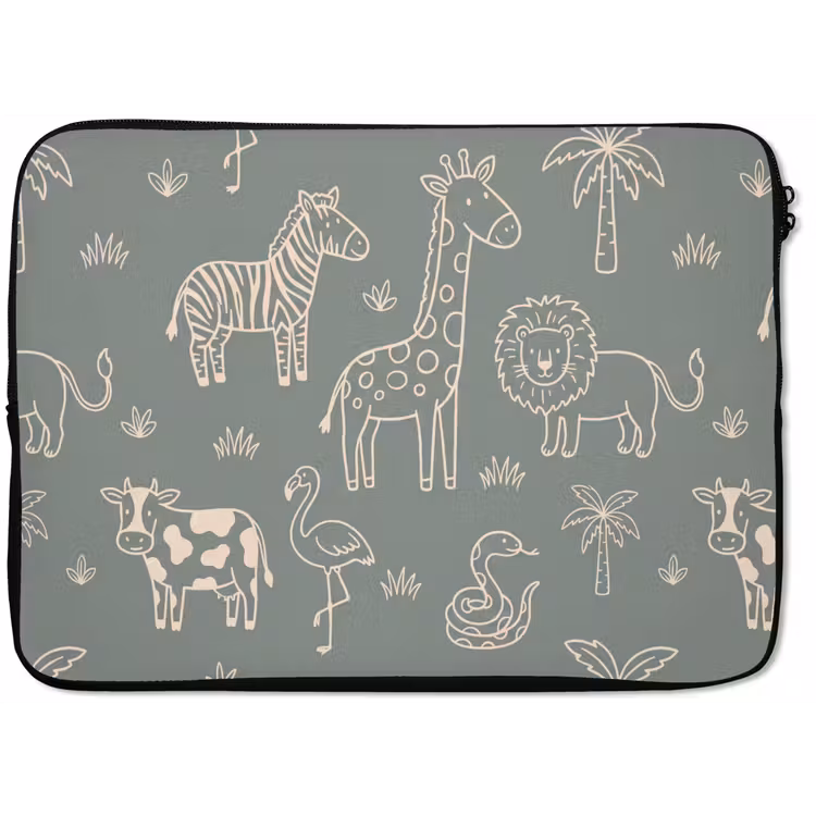 Laptop hülle - Tiere – Safari – Muster – Illustration – Grün — 1