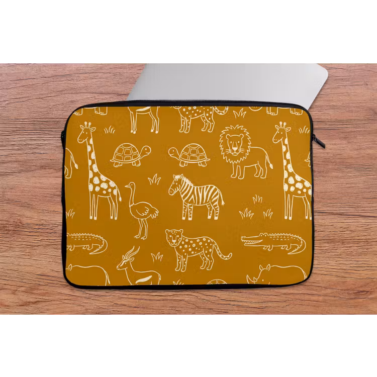 Laptop hülle - Tiere – Safari – Muster – Kindlich – Ocker — 2
