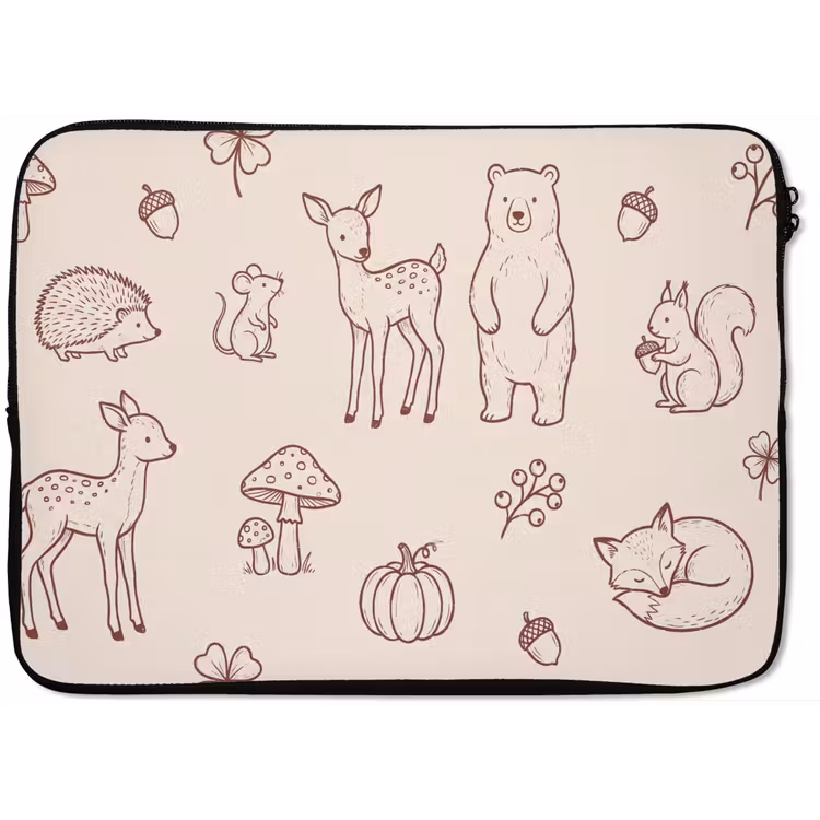 Laptop hülle - Tiere – Wald – Natur – Skizze – Muster — 1