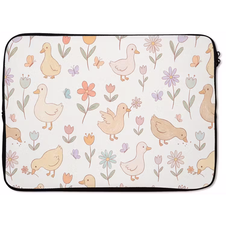 Laptop hülle - Vogel – Blumen – Muster – Pastell – Tiere — 1