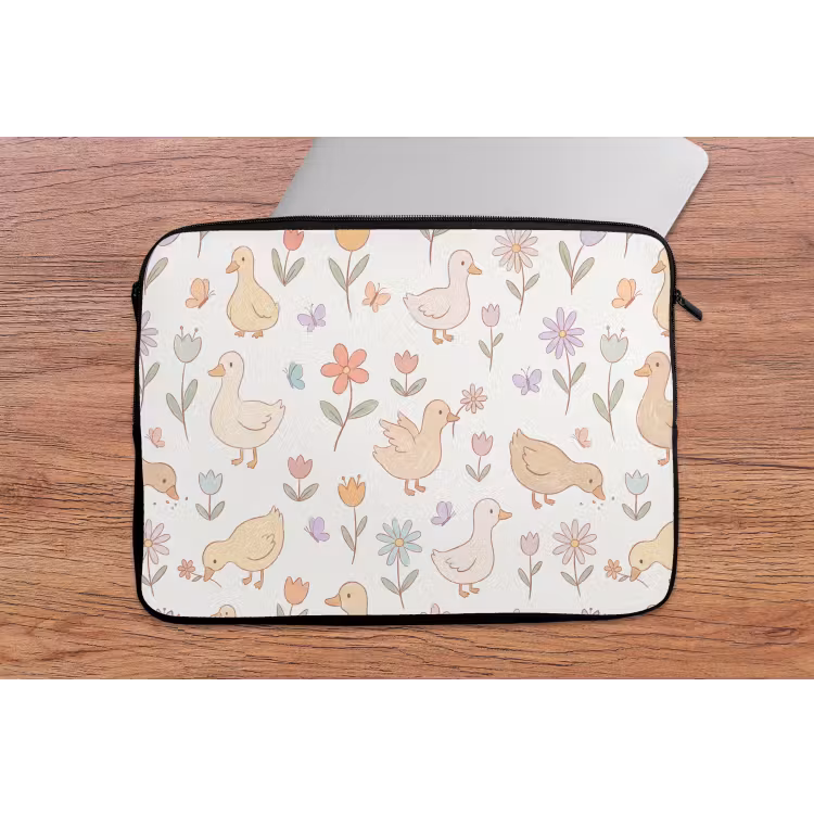 Laptop hülle - Vogel – Blumen – Muster – Pastell – Tiere — 2