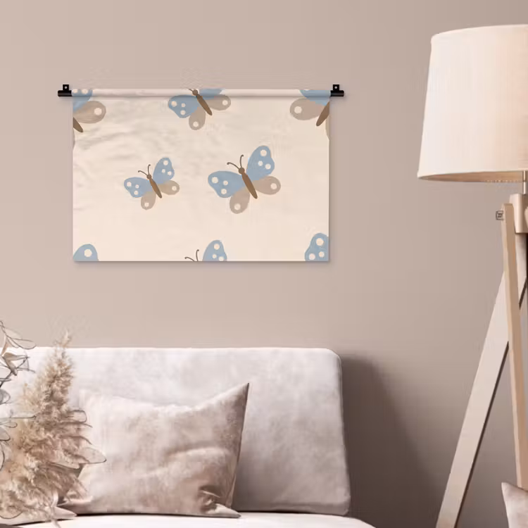 Wandteppich - Insekt – Schmetterlingsmuster – Abstrakt – Blau – Beige — 2