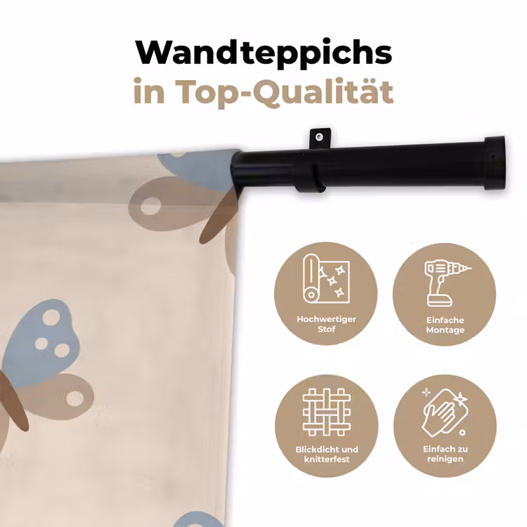 Wandteppich - Insekt – Schmetterlingsmuster – Abstrakt – Blau – Beige — 7