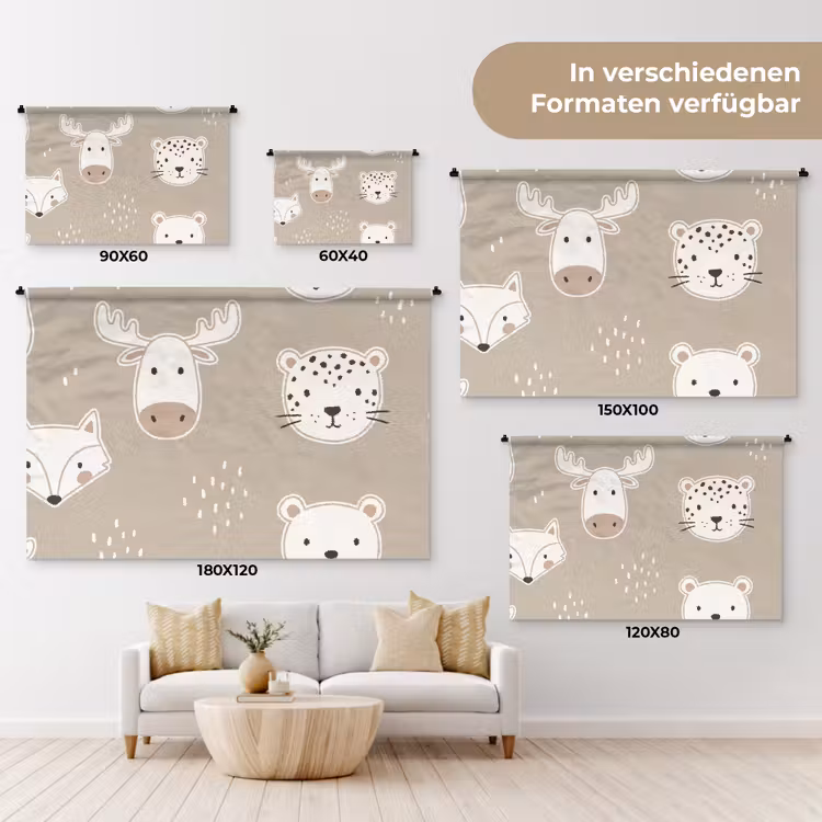 Wandteppich - Tiere – Muster – Illustration – Modern – Beige — 8