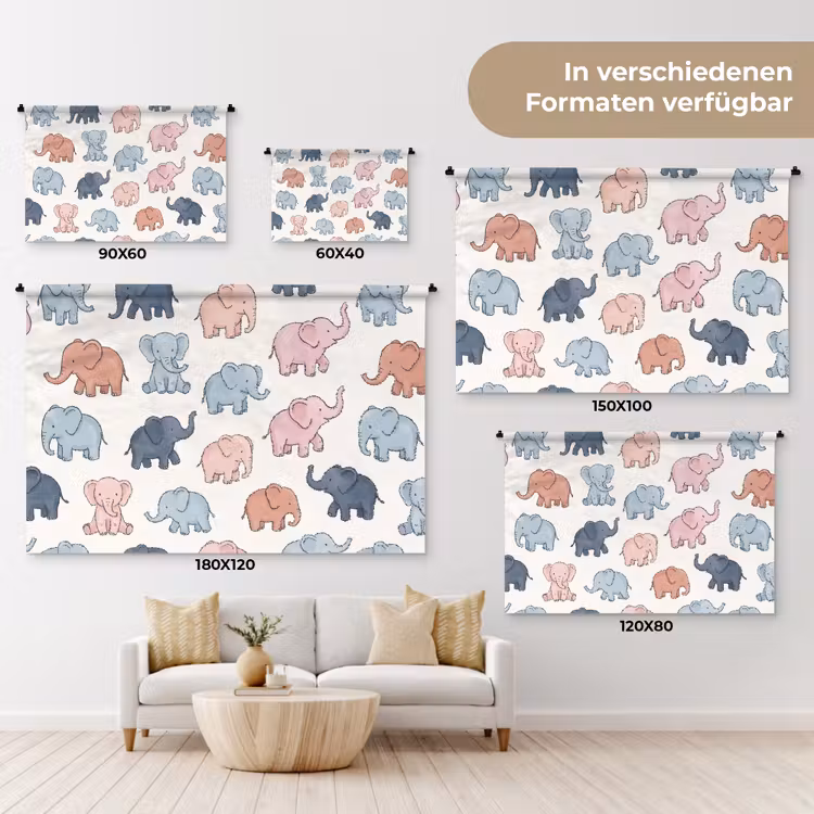 Wandteppich - Tiere – Muster – Kinderzimmer – Pastell – Verspielt — 8