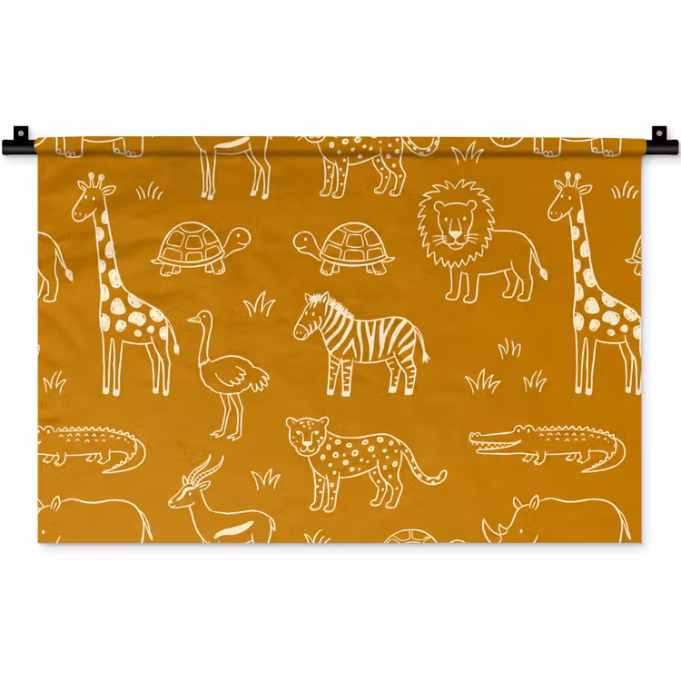 Wandteppich - Tiere – Safari – Muster – Kindlich – Ocker — 1