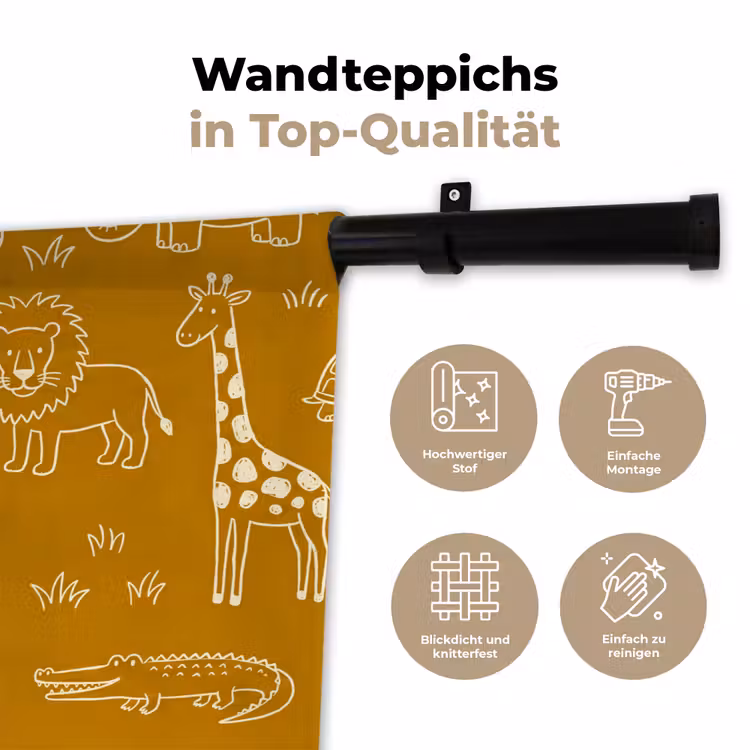 Wandteppich - Tiere – Safari – Muster – Kindlich – Ocker — 7