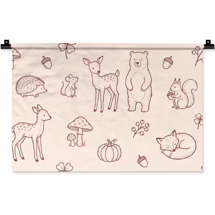 Wandteppich - Tiere – Wald – Natur – Skizze – Muster — 1
