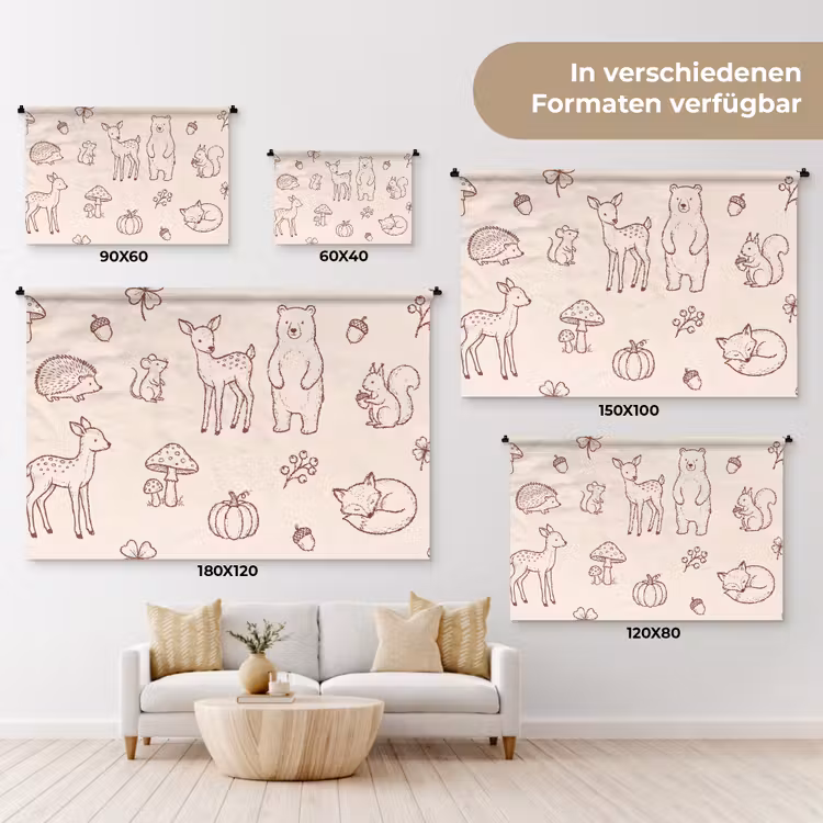 Wandteppich - Tiere – Wald – Natur – Skizze – Muster — 8