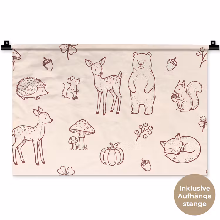 Wandteppich - Tiere – Wald – Natur – Skizze – Muster — 9