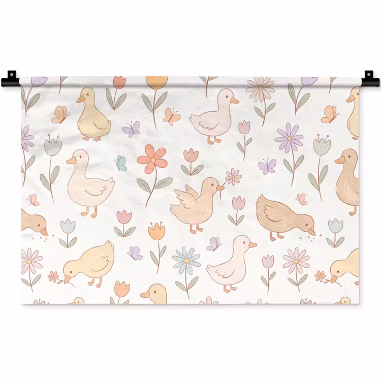 Wandteppich - Vogel – Blumen – Muster – Pastell – Tiere — 1