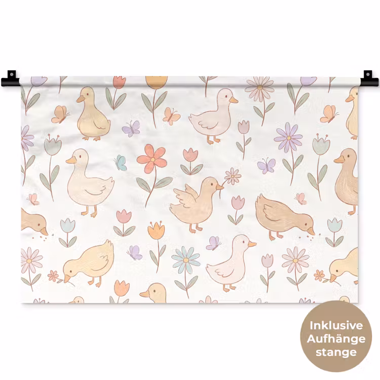 Wandteppich - Vogel – Blumen – Muster – Pastell – Tiere — 9