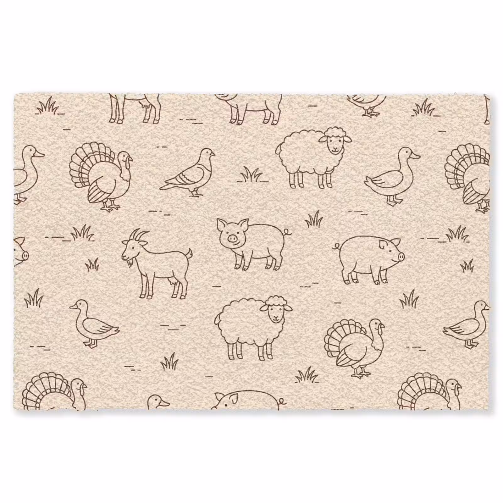 Teppich - Tiere – Muster – Bauernhof – Minimalistisch – Beige — 1