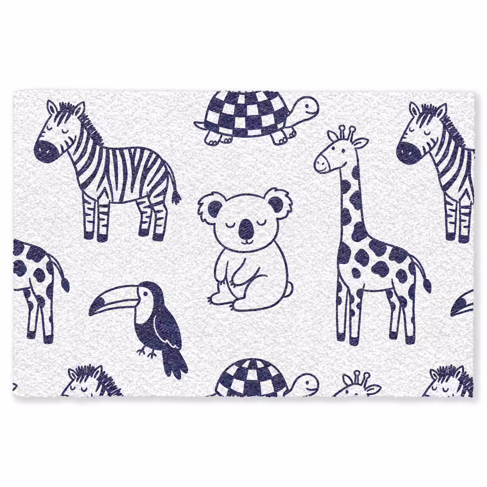 Teppich - Tiere – Muster – Kinderzimmer – Grafisch – Weiß-Blau — 1