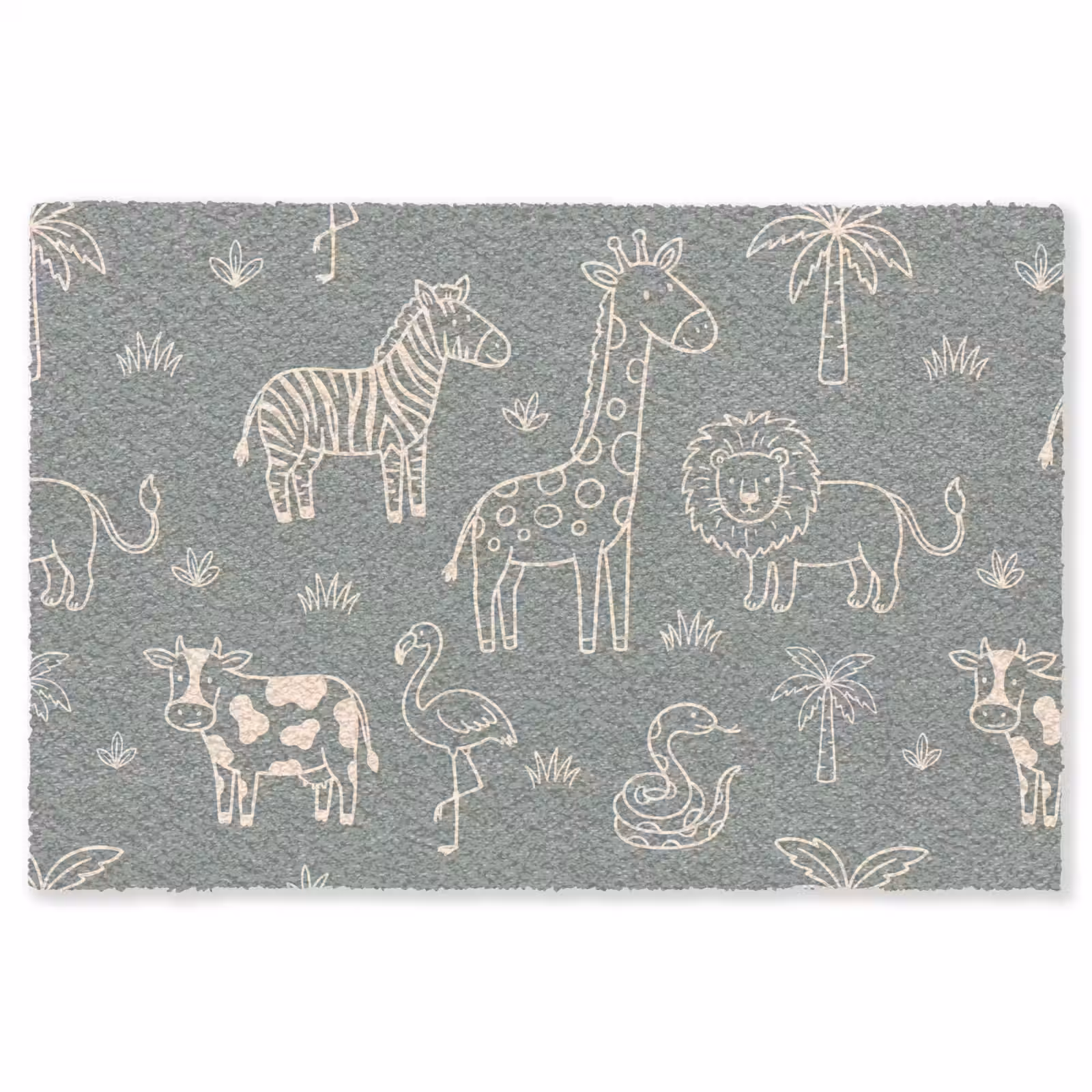 Teppich - Tiere – Safari – Muster – Illustration – Grün — 1