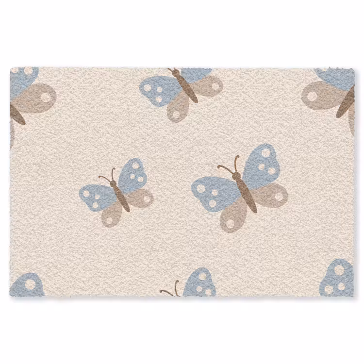 Teppich - Insekt – Schmetterlingsmuster – Abstrakt – Blau – Beige — 1