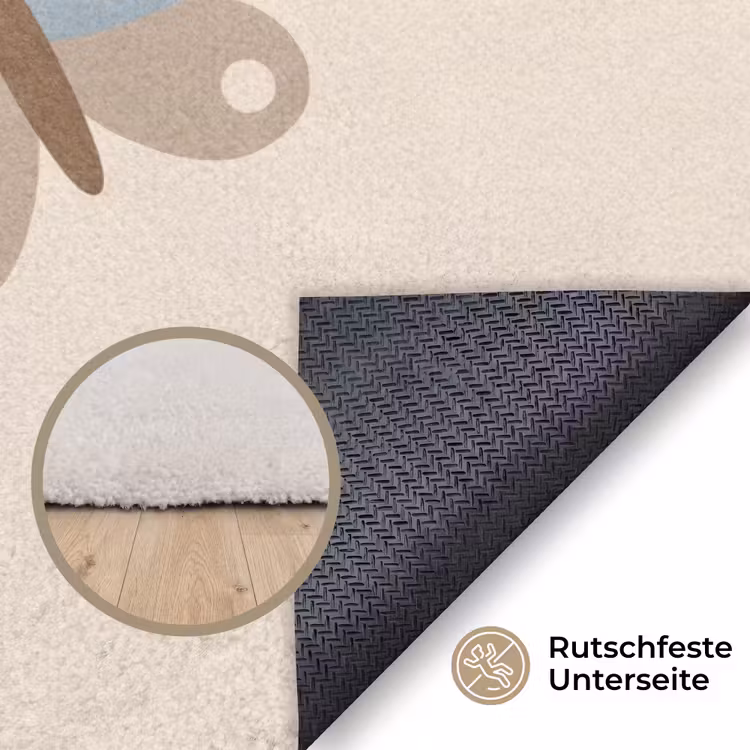 Teppich - Insekt – Schmetterlingsmuster – Abstrakt – Blau – Beige — 4