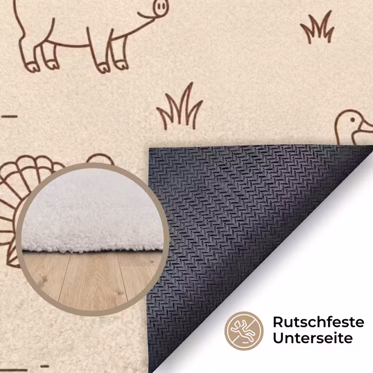 Teppich - Tiere – Muster – Bauernhof – Minimalistisch – Beige — 4