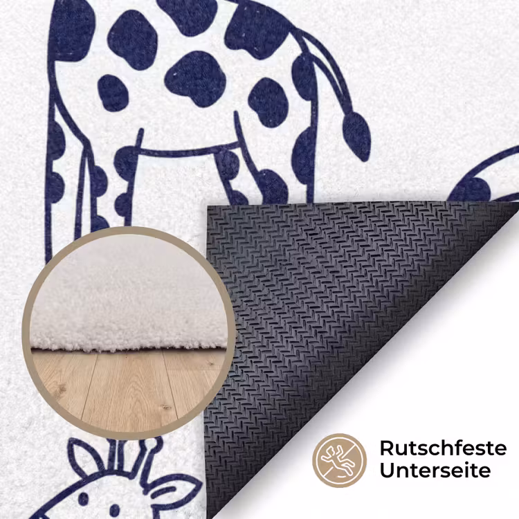 Teppich - Tiere – Muster – Kinderzimmer – Grafisch – Weiß-Blau — 4