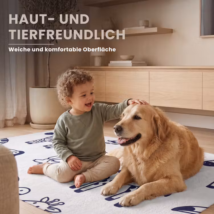 Teppich - Tiere – Muster – Kinderzimmer – Grafisch – Weiß-Blau — 6