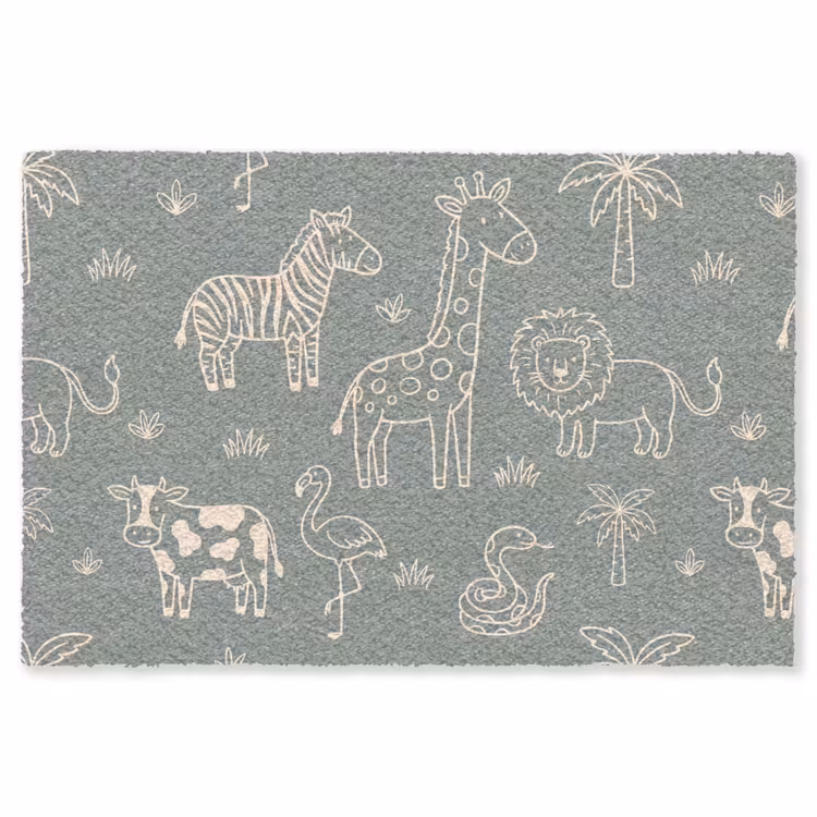 Teppich - Tiere – Safari – Muster – Illustration – Grün — 1