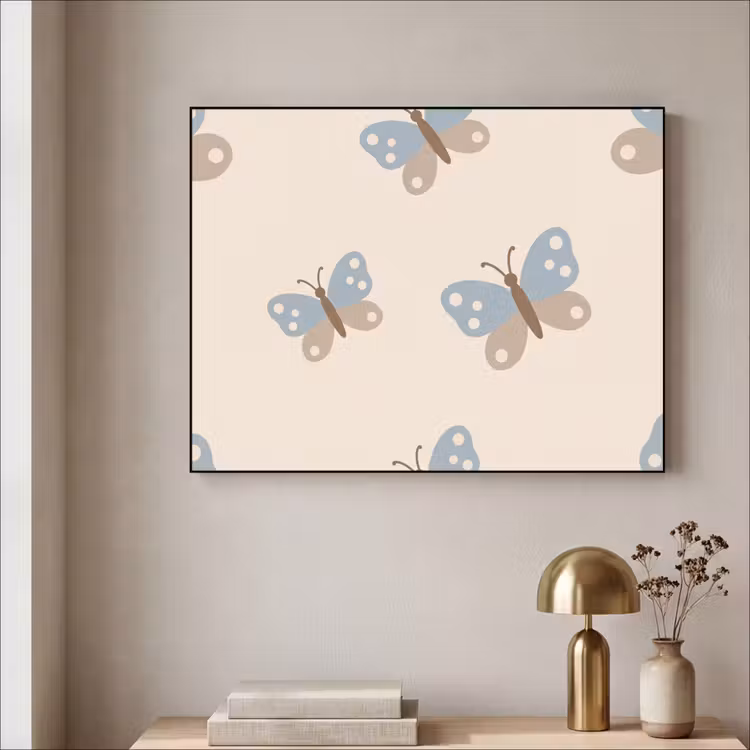Art Frame - Insekt – Schmetterlingsmuster – Abstrakt – Blau – Beige — 4