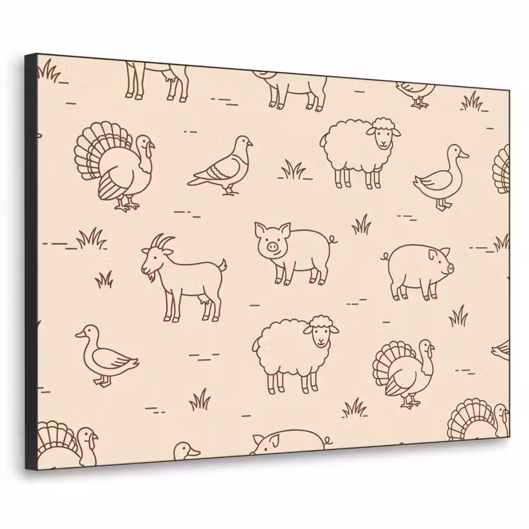 Art Frame - Tiere – Muster – Bauernhof – Minimalistisch – Beige — 1
