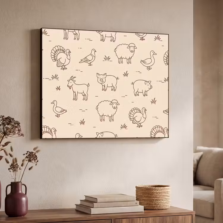 Art Frame - Tiere – Muster – Bauernhof – Minimalistisch – Beige — 3