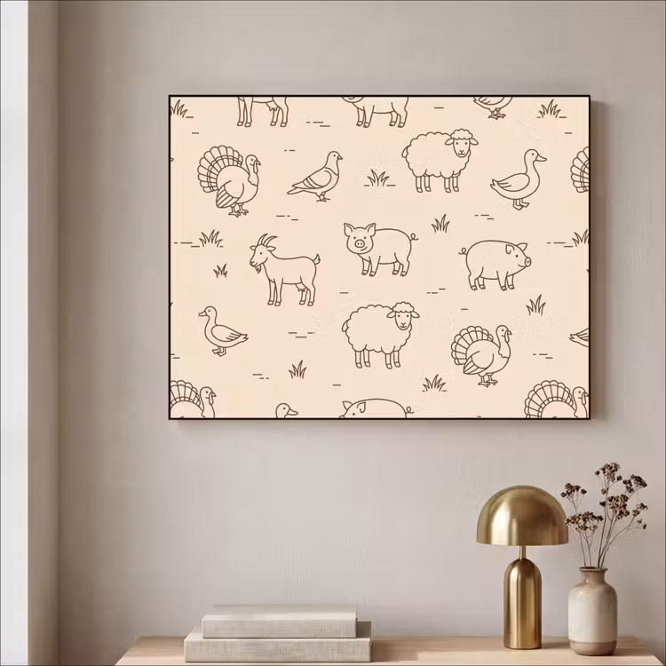 Art Frame - Tiere – Muster – Bauernhof – Minimalistisch – Beige — 4