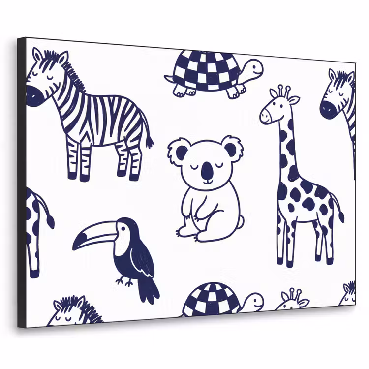 Art Frame - Tiere – Muster – Kinderzimmer – Grafisch – Weiß-Blau — 1