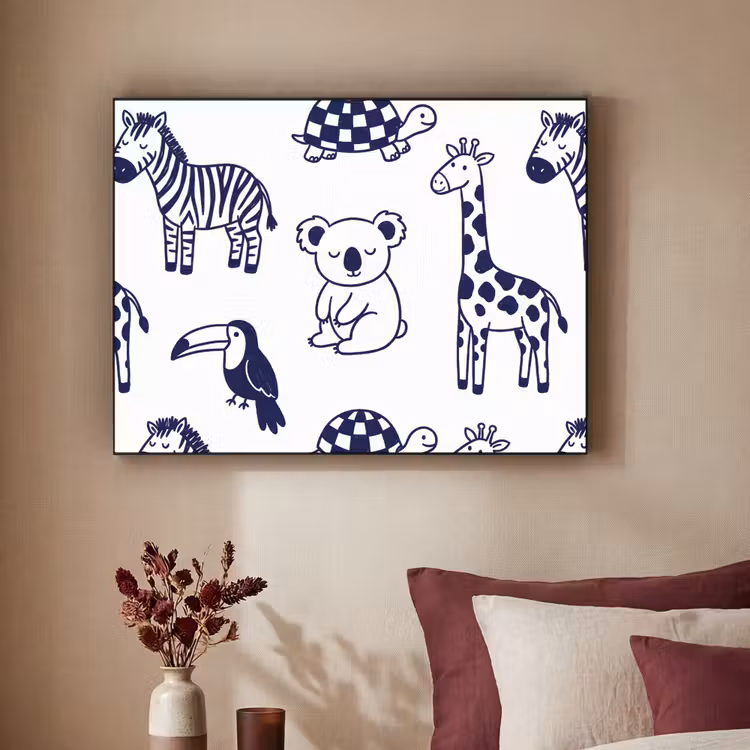 Art Frame - Tiere – Muster – Kinderzimmer – Grafisch – Weiß-Blau — 2