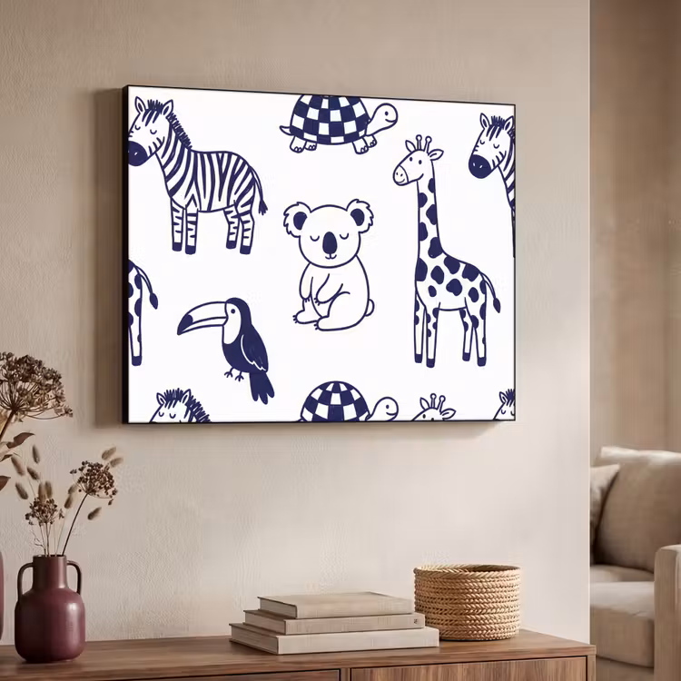 Art Frame - Tiere – Muster – Kinderzimmer – Grafisch – Weiß-Blau — 3