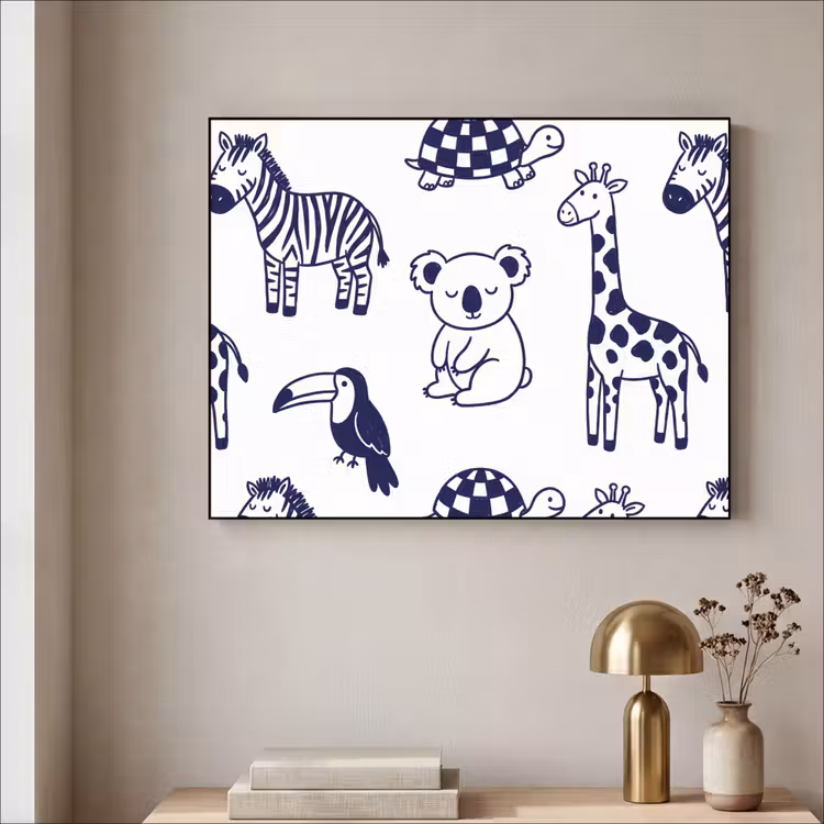 Art Frame - Tiere – Muster – Kinderzimmer – Grafisch – Weiß-Blau — 4