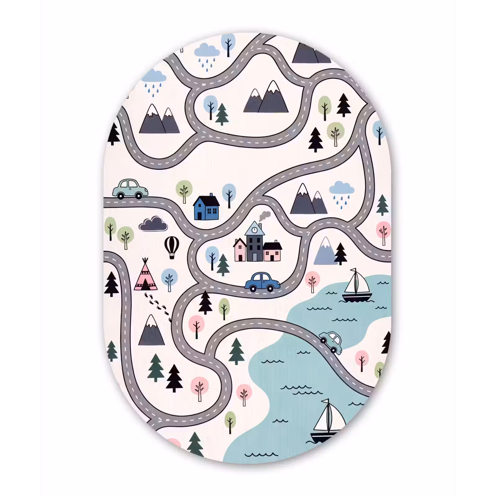 Alu-Dibond-Bild Oval - Karte – Stadt – Kinderfreundlich — 1