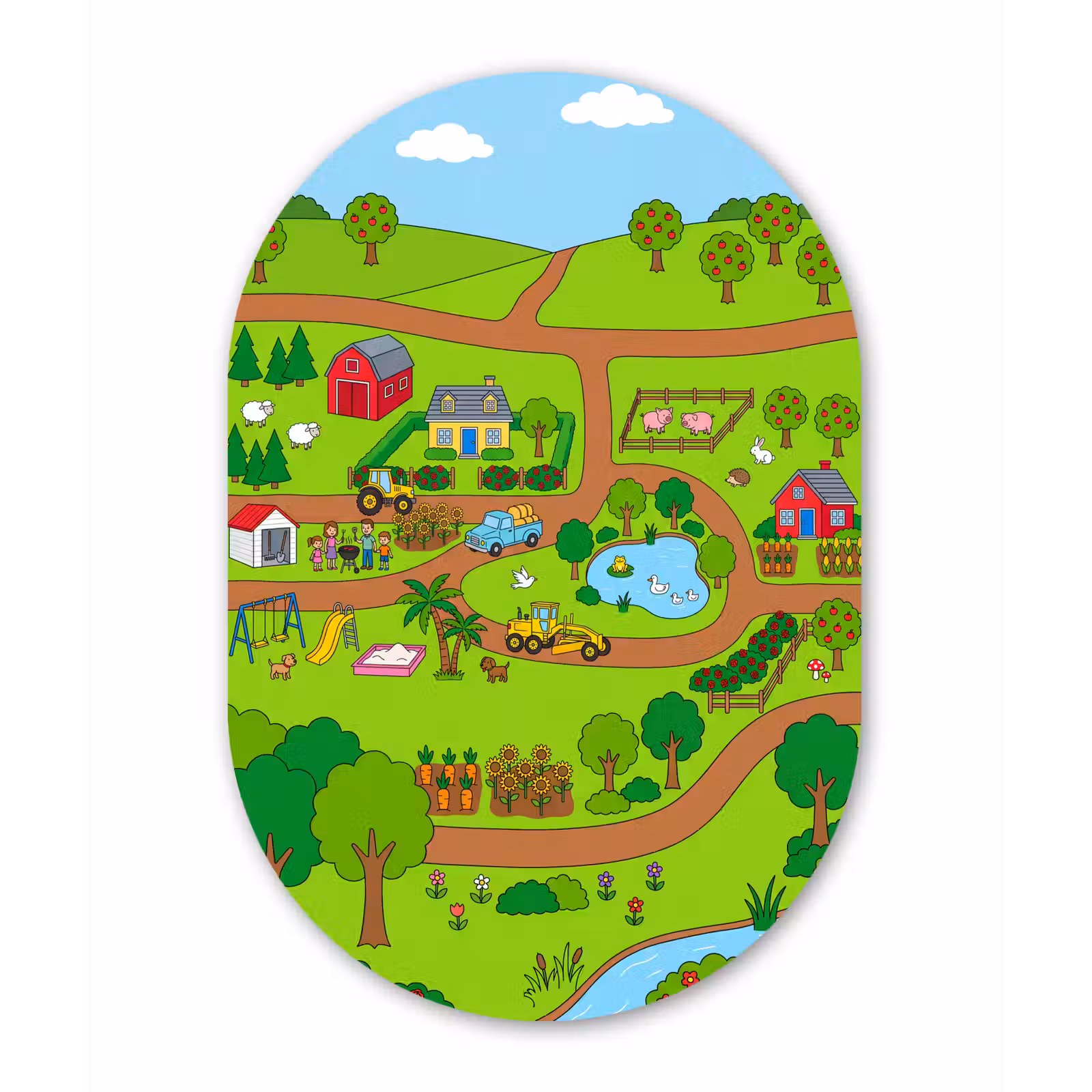 Alu-Dibond-Bild Oval - Landleben – Tiere – Cartoon — 1