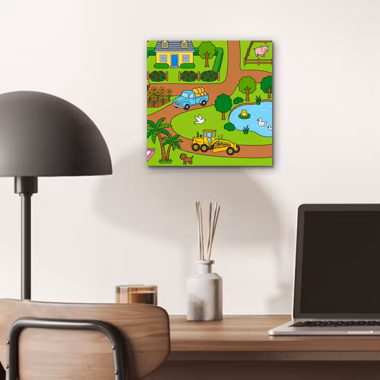Alu-Dibond-Bild - Landleben – Tiere – Cartoon — 6