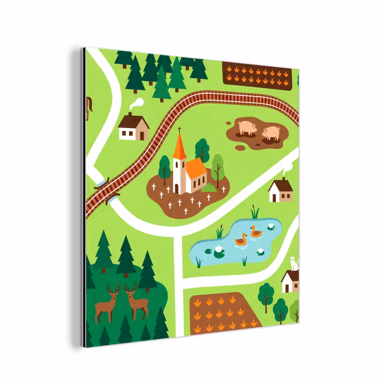 Alu-Dibond-Bild - Landschaft – Tiere – Illustration — 1